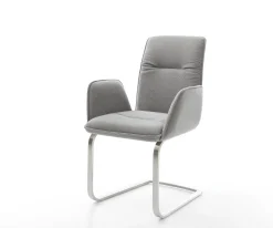 FreischwingerVinja-Flex Strukturstoff Soft Grau Freischwinger flach Edelstahl Sofort versandfertig
