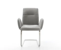 FreischwingerVinja-Flex Strukturstoff Soft Grau Freischwinger flach Edelstahl Sofort versandfertig