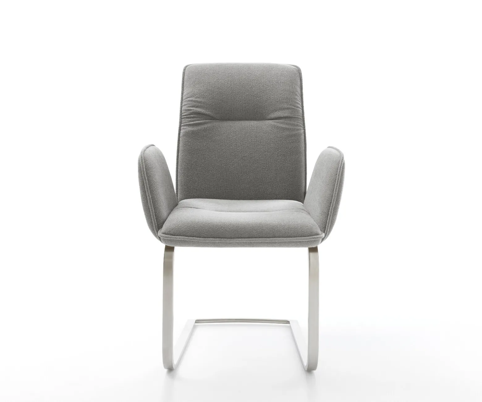 FreischwingerVinja-Flex Strukturstoff Soft Grau Freischwinger flach Edelstahl Sofort versandfertig