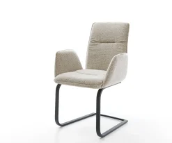 FreischwingerVinja-Flex Webstoff Soft Beige Freischwinger flach Schwarz Sofort versandfertig