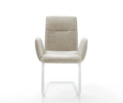 FreischwingerVinja-Flex Webstoff Soft Beige Freischwinger flach Weiß Sofort versandfertig