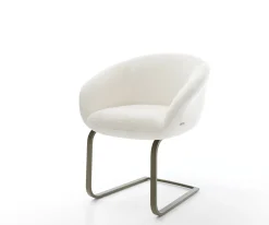 FreischwingerVinka-Flex mit Armlehnen Bouclé Soft Beige Freischwinger flach Effektfinish Titan Taschenfederkern Sofort versandfertig