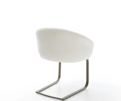 FreischwingerVinka-Flex mit Armlehnen Bouclé Soft Beige Freischwinger flach Effektfinish Titan Taschenfederkern Sofort versandfertig