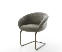 FreischwingerVinka-Flex mit Armlehnen Bouclé Soft Schlamm Freischwinger flach Effektfinish Titan Taschenfederkern Sofort versandfertig