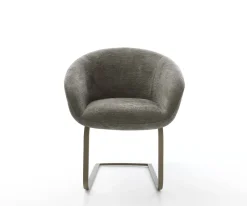 FreischwingerVinka-Flex mit Armlehnen Bouclé Soft Schlamm Freischwinger flach Effektfinish Titan Taschenfederkern Sofort versandfertig