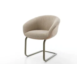 FreischwingerVinka-Flex mit Armlehnen Materialmix Schlamm Freischwinger flach Effektfinish Titan Taschenfederkern Sofort versandfertig