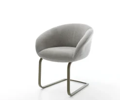 FreischwingerVinka-Flex mit Armlehnen Strukturstoff Soft Grau Freischwinger flach Effektfinish Titan Taschenfederkern Sofort versandfertig