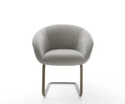 FreischwingerVinka-Flex mit Armlehnen Strukturstoff Soft Grau Freischwinger flach Effektfinish Titan Taschenfederkern Sofort versandfertig
