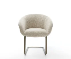 FreischwingerVinka-Flex mit Armlehnen Webstoff Soft Beige Freischwinger flach Effektfinish Titan Taschenfederkern Sofort versandfertig