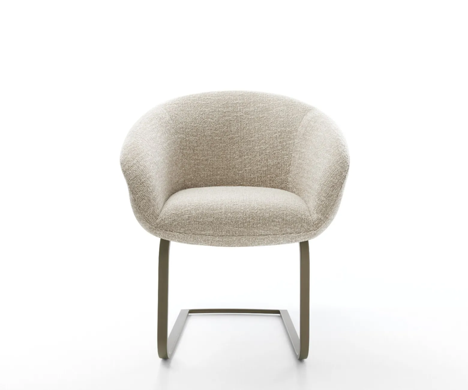 FreischwingerVinka-Flex mit Armlehnen Webstoff Soft Beige Freischwinger flach Effektfinish Titan Taschenfederkern Sofort versandfertig