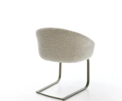 FreischwingerVinka-Flex mit Armlehnen Webstoff Soft Beige Freischwinger flach Effektfinish Titan Taschenfederkern Sofort versandfertig