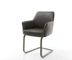 FreischwingerXana-Flex mit Armlehnen Mikrofaser Anthrazit Vintage Freischwinger flach Effektfinish Titan Taschenfederkern Sofort versandfertig