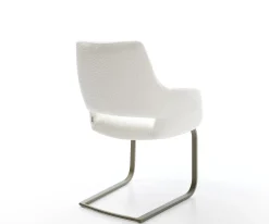 FreischwingerYago-Flex mit Armlehnen Bouclé Creme-Weiß Freischwinger flach Effektfinish Titan Taschenfederkern Sofort versandfertig