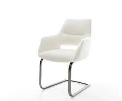 FreischwingerYago-Flex mit Armlehnen Bouclé Soft Beige Freischwinger flach Graphit Taschenfederkern Sofort versandfertig