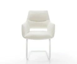 FreischwingerYago-Flex mit Armlehnen Bouclé Soft Beige Freischwinger flach Weiß Taschenfederkern Sofort versandfertig