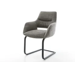 FreischwingerYago-Flex mit Armlehnen Bouclé Soft Schlamm Freischwinger flach Schwarz Taschenfederkern Sofort versandfertig