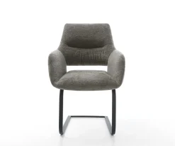 FreischwingerYago-Flex mit Armlehnen Bouclé Soft Schlamm Freischwinger flach Schwarz Taschenfederkern Sofort versandfertig