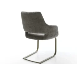 FreischwingerYago-Flex mit Armlehnen Bouclé Soft Schlamm Freischwinger flach Effektfinish Titan Taschenfederkern Sofort versandfertig