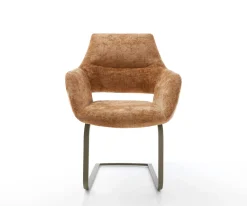 FreischwingerYago-Flex mit Armlehnen Chenille Rost Freischwinger flach Effektfinish Titan Taschenfederkern Sofort versandfertig