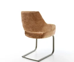 FreischwingerYago-Flex mit Armlehnen Chenille Rost Freischwinger flach Effektfinish Titan Taschenfederkern Sofort versandfertig