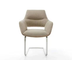 FreischwingerYago-Flex mit Armlehnen Materialmix Schlamm Freischwinger flach Edelstahl Taschenfederkern Sofort versandfertig