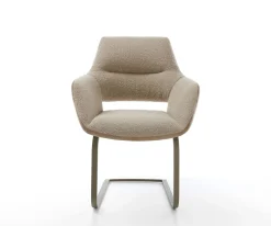 FreischwingerYago-Flex mit Armlehnen Materialmix Schlamm Freischwinger flach Effektfinish Titan Taschenfederkern Sofort versandfertig