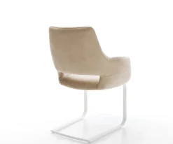 FreischwingerYago-Flex mit Armlehnen Mikrofaser Beige Vintage Freischwinger flach Weiß Taschenfederkern Sofort versandfertig