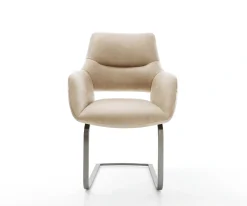 FreischwingerYago-Flex mit Armlehnen Mikrofaser Beige Vintage Freischwinger flach Graphit Taschenfederkern Sofort versandfertig