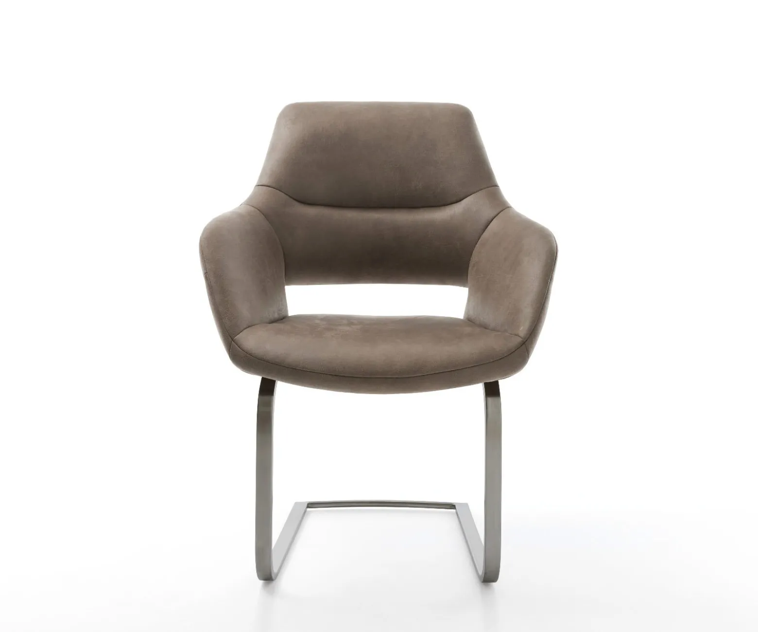 FreischwingerYago-Flex mit Armlehnen Mikrofaser Taupe Vintage Freischwinger flach Graphit Taschenfederkern Sofort versandfertig