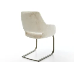 FreischwingerYago-Flex mit Armlehnen Plüsch Creme-Weiß Freischwinger flach Effektfinish Titan Taschenfederkern Sofort versandfertig