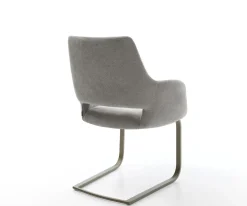 FreischwingerYago-Flex mit Armlehnen Strukturstoff Soft Grau Freischwinger flach Effektfinish Titan Taschenfederkern Sofort versandfertig
