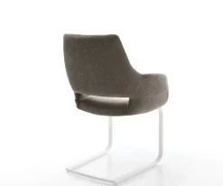 FreischwingerYago-Flex mit Armlehnen Strukturstoff Soft Taupe Freischwinger flach Weiß Taschenfederkern Sofort versandfertig