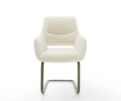FreischwingerYago-Flex mit Armlehnen Teddystoff Beige Freischwinger flach Effektfinish Titan Taschenfederkern Sofort versandfertig