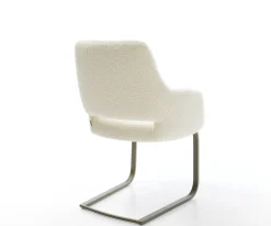 FreischwingerYago-Flex mit Armlehnen Teddystoff Beige Freischwinger flach Effektfinish Titan Taschenfederkern Sofort versandfertig