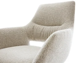 FreischwingerYago-Flex mit Armlehnen Webstoff Soft Beige Freischwinger flach Graphit Taschenfederkern Sofort versandfertig