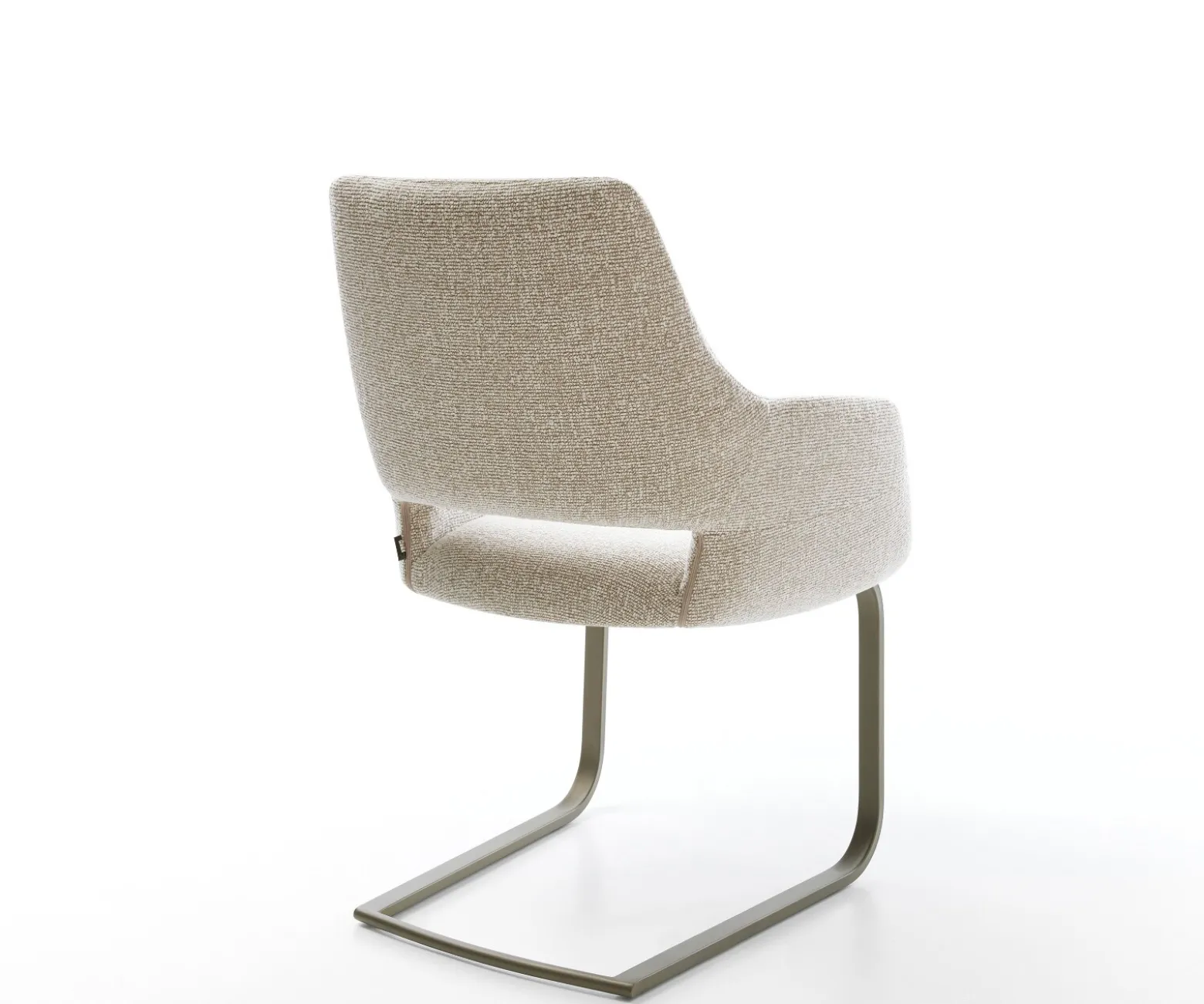 FreischwingerYago-Flex mit Armlehnen Webstoff Soft Beige Freischwinger flach Effektfinish Titan Taschenfederkern Sofort versandfertig