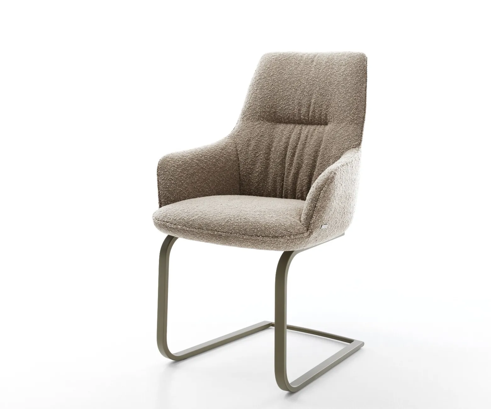 FreischwingerZelia-Flex mit Armlehnen Bouclé Schlamm Freischwinger flach Effektfinish Titan Taschenfederkern Sofort versandfertig