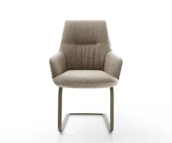 FreischwingerZelia-Flex mit Armlehnen Bouclé Schlamm Freischwinger flach Effektfinish Titan Taschenfederkern Sofort versandfertig