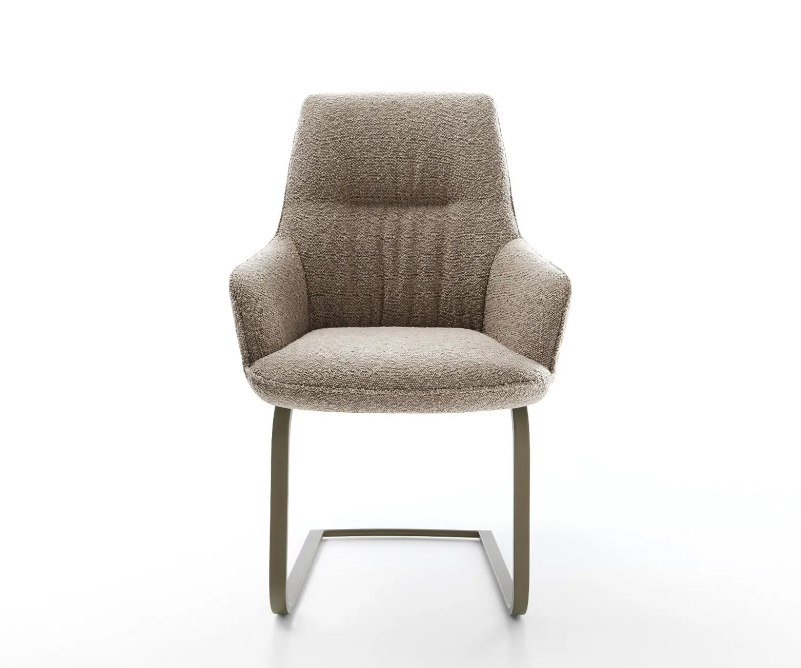 FreischwingerZelia-Flex mit Armlehnen Bouclé Schlamm Freischwinger flach Effektfinish Titan Taschenfederkern Sofort versandfertig