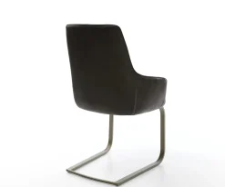 FreischwingerZelia-Flex mit Armlehnen Mikrofaser Anthrazit Vintage Freischwinger flach Effektfinish Titan Taschenfederkern Sofort versandfertig