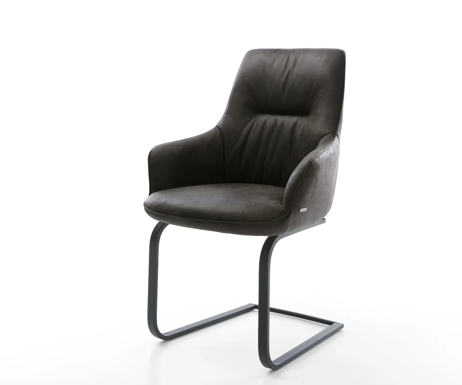 FreischwingerZelia-Flex mit Armlehnen Mikrofaser Anthrazit Vintage Freischwinger flach Schwarz Taschenfederkern Sofort versandfertig