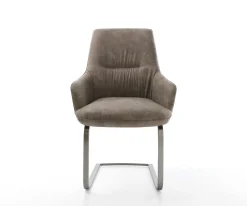 FreischwingerZelia-Flex mit Armlehnen Mikrofaser Taupe Vintage Freischwinger flach Graphit Taschenfederkern Sofort versandfertig