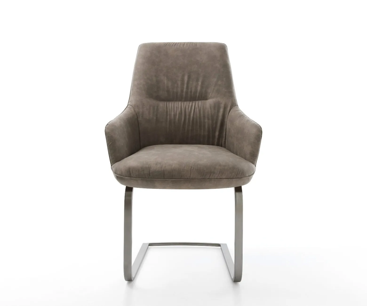 FreischwingerZelia-Flex mit Armlehnen Mikrofaser Taupe Vintage Freischwinger flach Graphit Taschenfederkern Sofort versandfertig