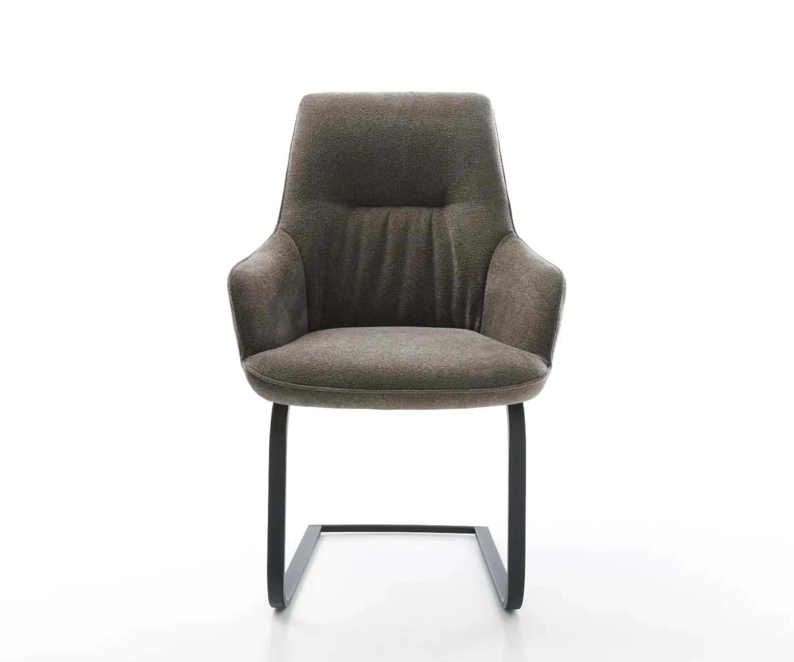 FreischwingerZelia-Flex mit Armlehnen Strukturstoff Soft Taupe Freischwinger flach Schwarz Taschenfederkern Sofort versandfertig