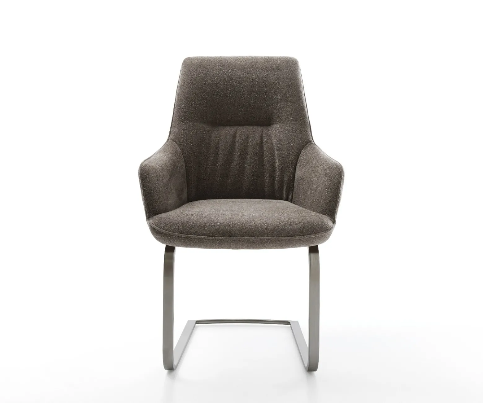 FreischwingerZelia-Flex mit Armlehnen Strukturstoff Soft Taupe Freischwinger flach Graphit Taschenfederkern Sofort versandfertig