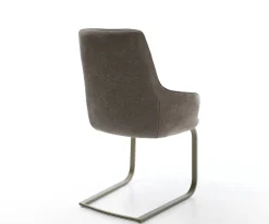 FreischwingerZelia-Flex mit Armlehnen Strukturstoff Soft Taupe Freischwinger flach Effektfinish Titan Taschenfederkern Sofort versandfertig
