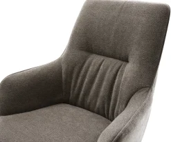 FreischwingerZelia-Flex mit Armlehnen Strukturstoff Soft Taupe Freischwinger flach Edelstahl Taschenfederkern Sofort versandfertig