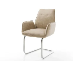 FreischwingerZoa-Flex Mikrofaser Beige Vintage Freischwinger flach Edelstahl Taschenfederkern Sofort versandfertig