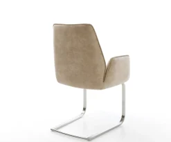 FreischwingerZoa-Flex Mikrofaser Beige Vintage Freischwinger flach Edelstahl Taschenfederkern Sofort versandfertig