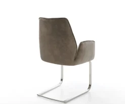 FreischwingerZoa-Flex Mikrofaser Taupe Vintage Freischwinger flach Edelstahl Taschenfederkern Sofort versandfertig